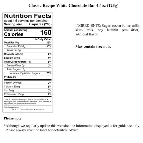 White Chocolate CLASSIC RECIPE Bar (4.4 oz)