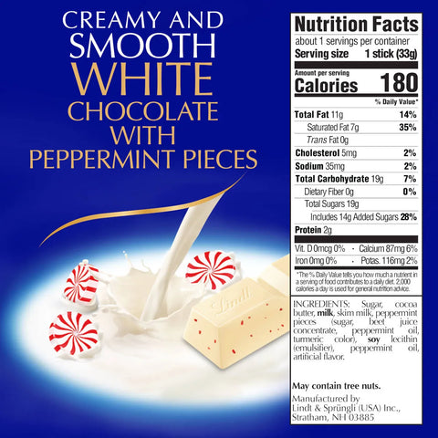 Lindt CLASSIC RECIPE Holiday White Peppermint Stick (24-pc Case, 1.2 oz each)