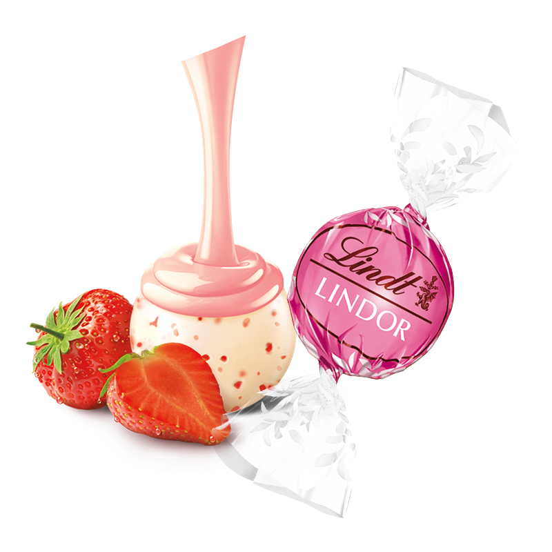 Strawberries and Cream White Chocolate LINDOR Truffles (800-pc, 353 oz)