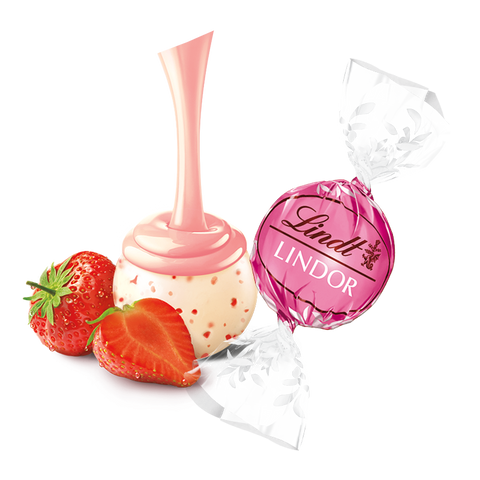 Strawberries and Cream White Chocolate LINDOR Truffles (800-pc, 353 oz)